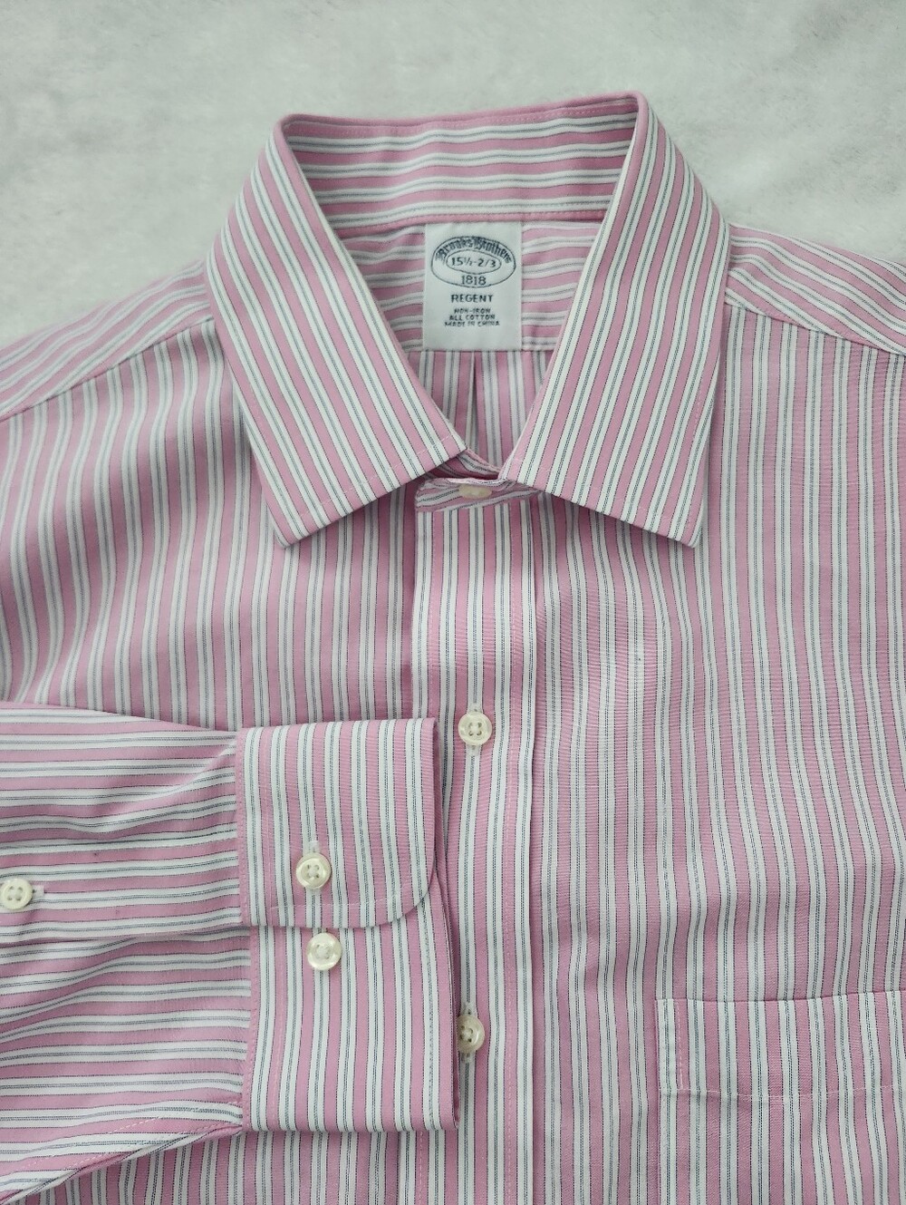 BROOKS BROTHERS Men's 15 1/2 Non-Iron Cotton Button Down Dress Shirt Stripes